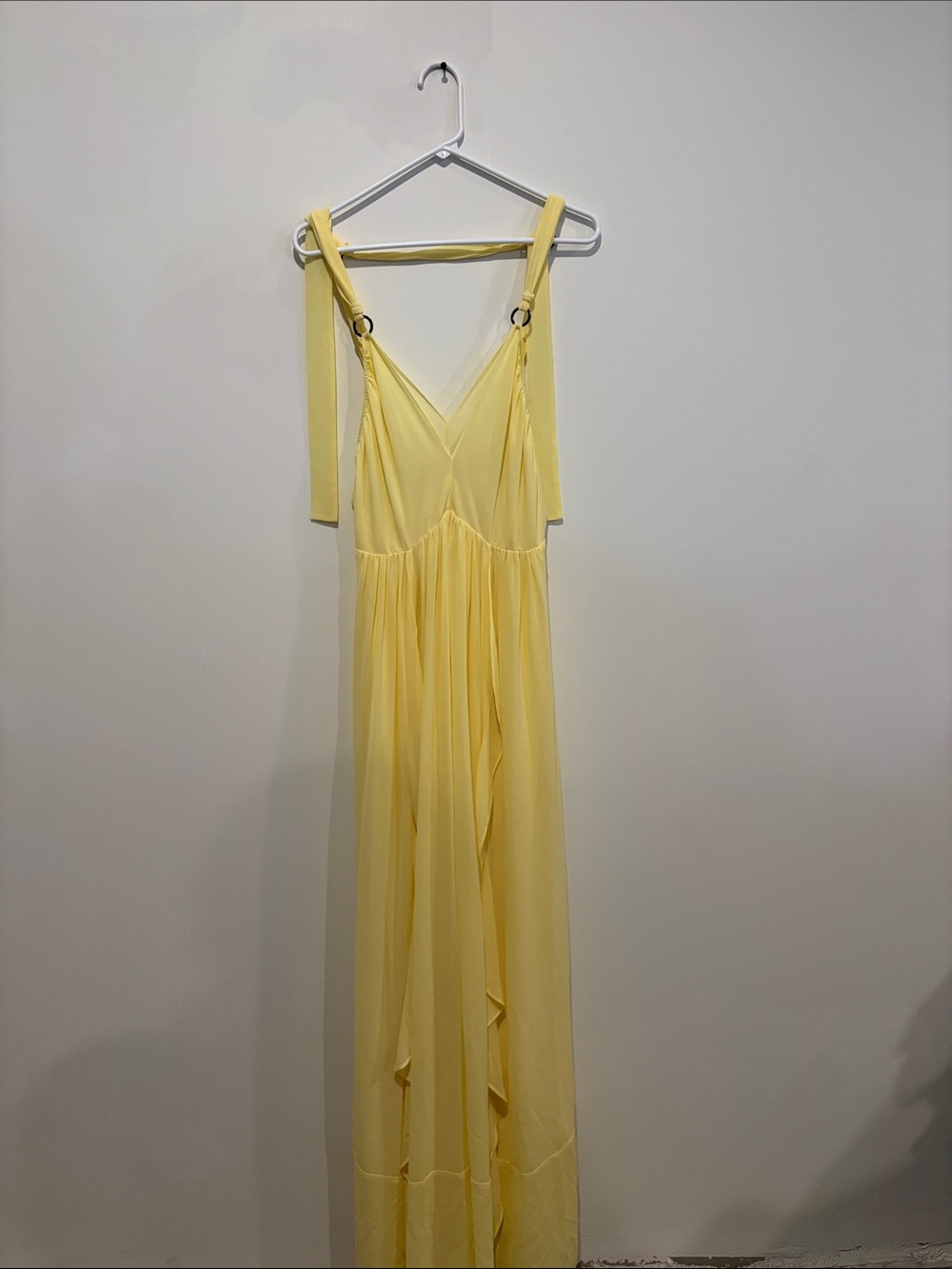 REISS Elegante Yellow V-Neck Maxi Dress